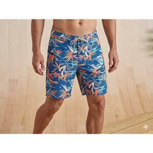 Patagonia Printed Wavefarer Board Shorts - Size 34 - Blue Orange